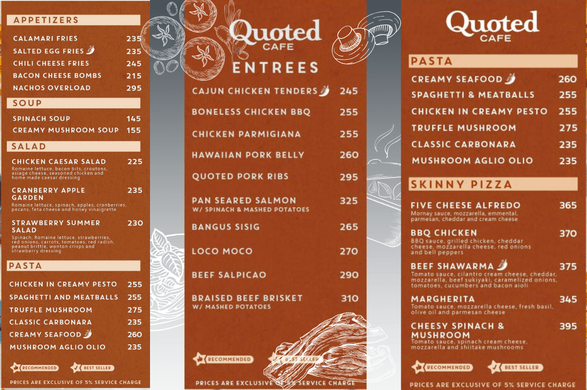baguio city quoted cafe entrees