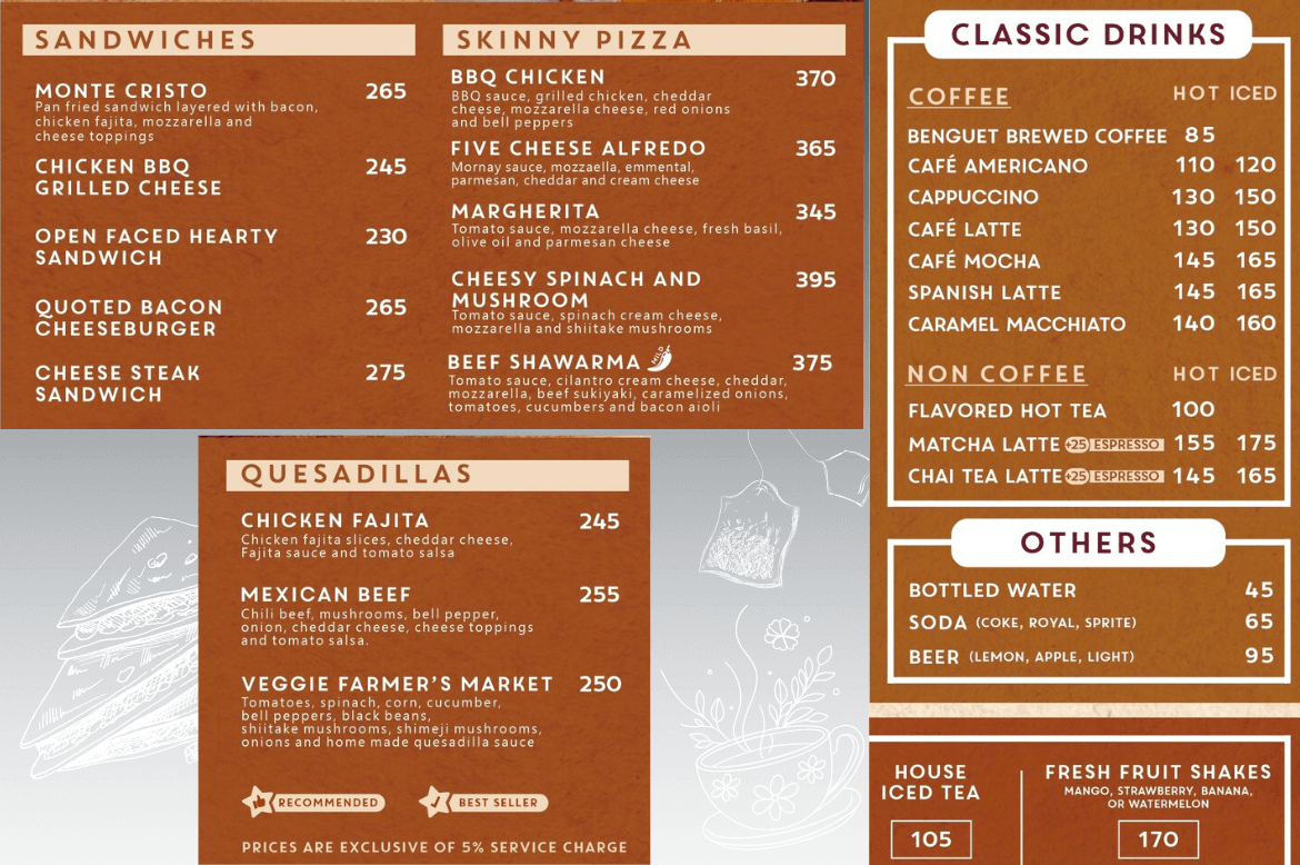 baguio city quoted cafe menu coffee